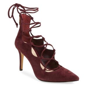 Vince Camuto Barsha Lace Up Maroon Suede‎ Pump 10